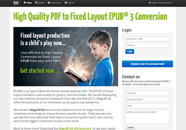 Fixed Layout EPUB 3 Produktion Screenshot magicepub.com